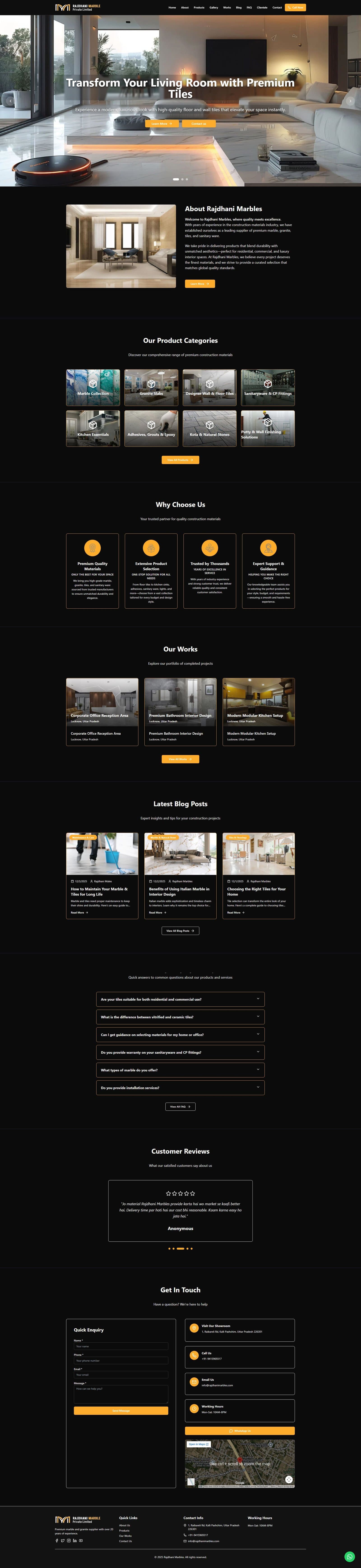 Rajdhani Marbles website, desktop view