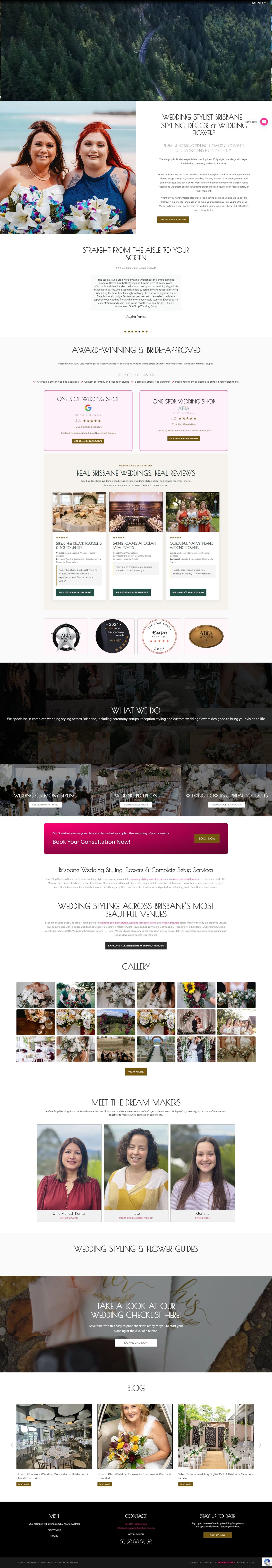 One Stop Wedding Shop website, desktop view